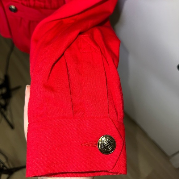 VINTAGE Red Women's Jacket with Cinched Waist and Buttons - Picture 7 of 14